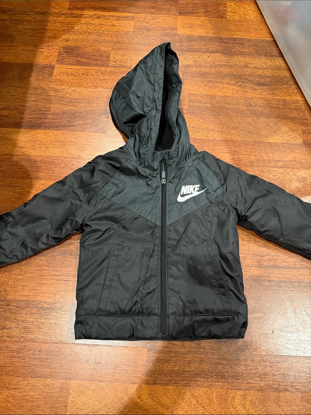 Nike Black Hooded Kids Puffer Jacket with Logo